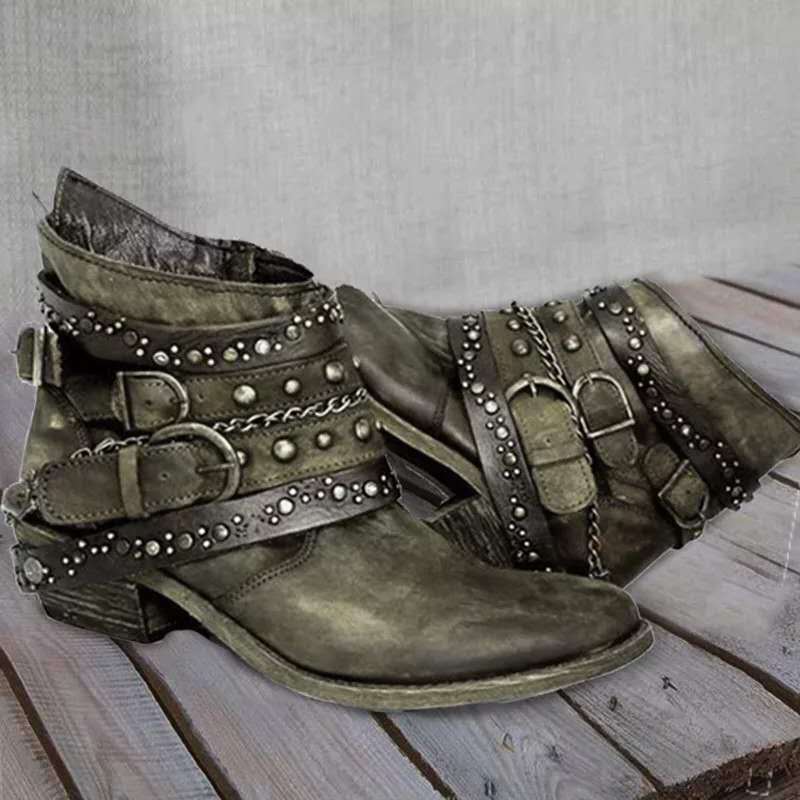 Georgina – Buckle Strap Moto Ankle Boots for Women