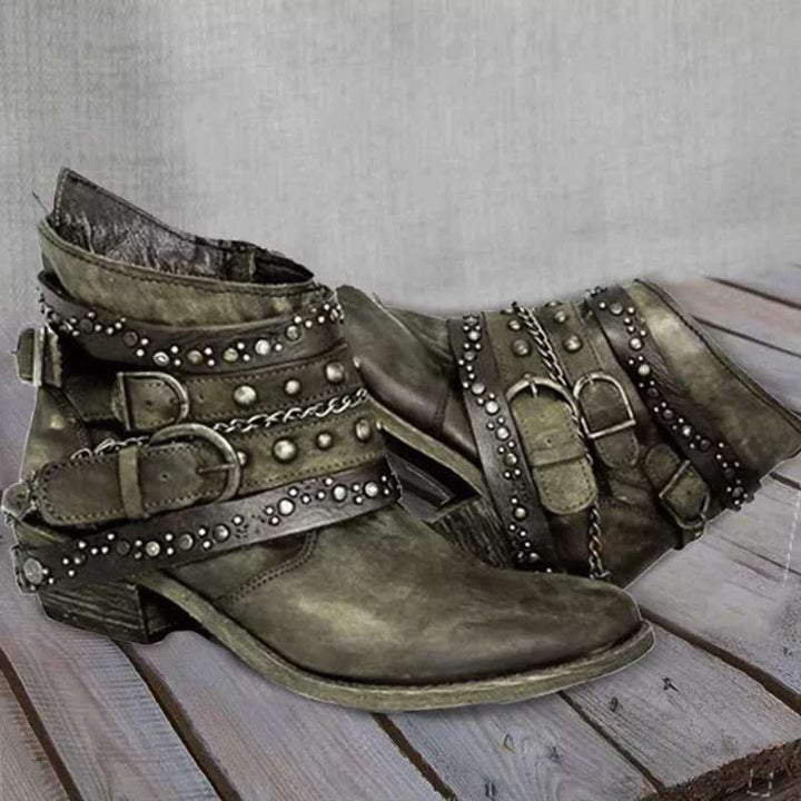 Georgina – Buckle Strap Moto Ankle Boots for Women
