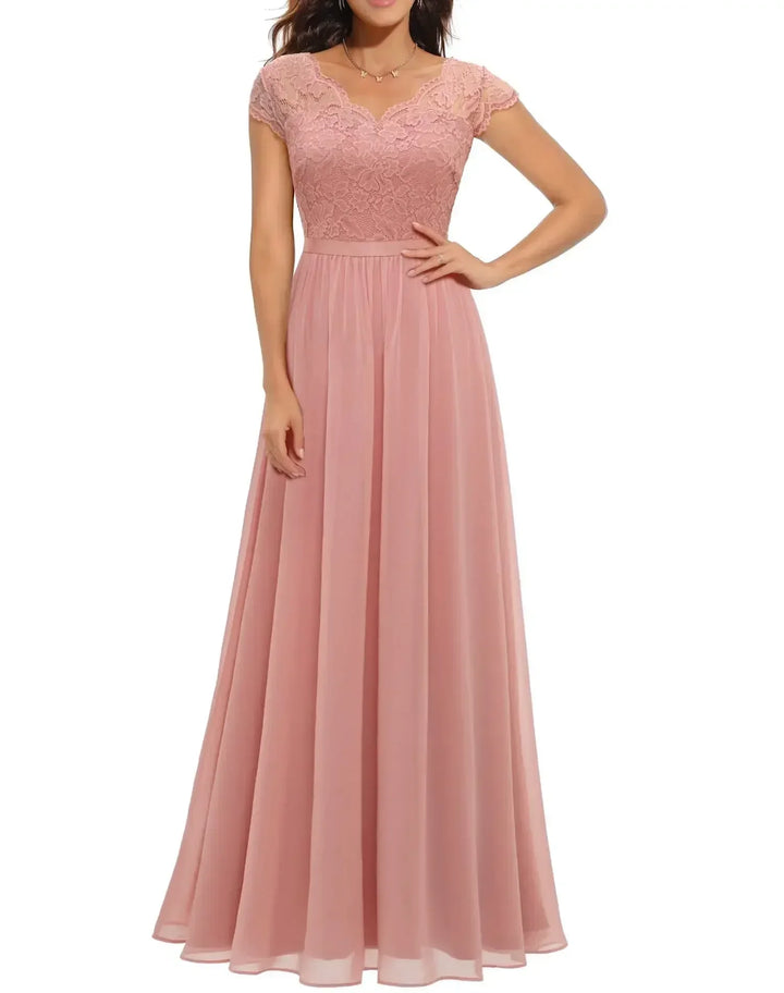 Beatrice | Elegant Lace Bodice Maxi Dress