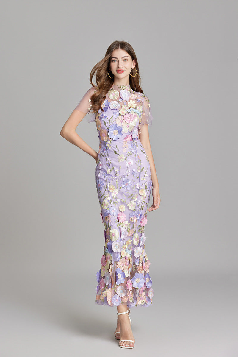 Yvette – Floral Appliqué Mermaid Evening Gown
