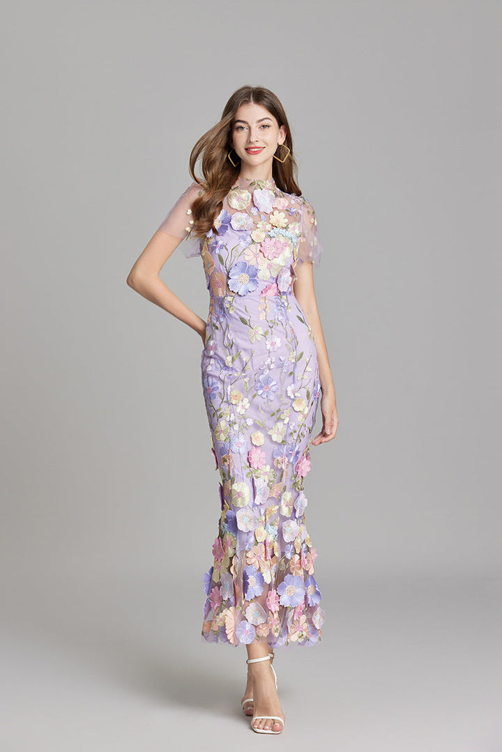 Yvette – Floral Appliqué Mermaid Evening Gown