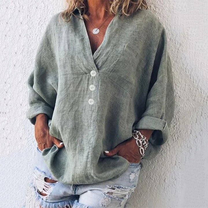 Anastasia – Button-Down Blouse with Relaxed Long Sleeves