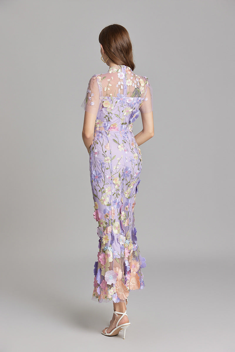 Yvette – Floral Appliqué Mermaid Evening Gown