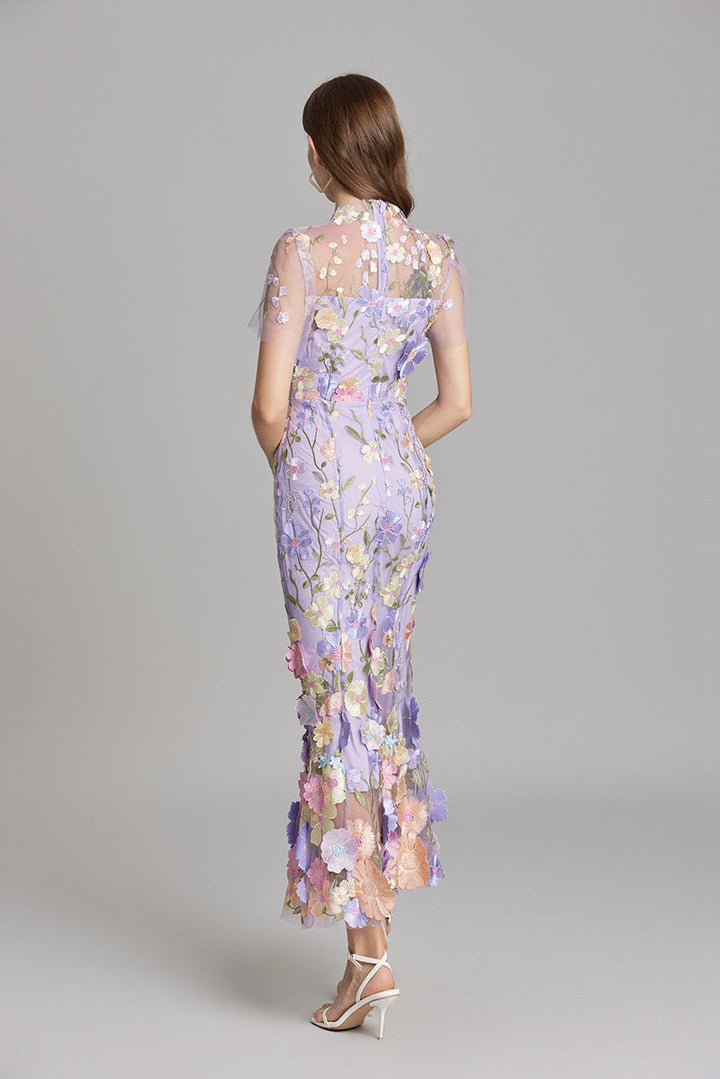 Yvette – Floral Appliqué Mermaid Evening Gown