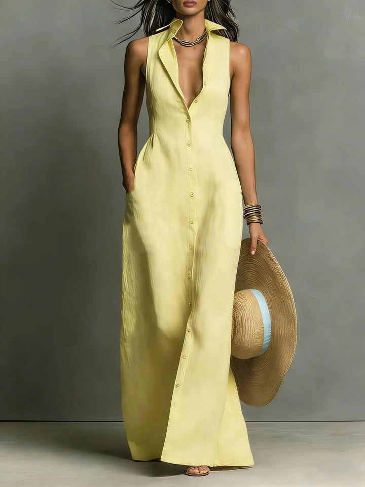 Chloe – Elegant Sleeveless Dress with Lapel Collar