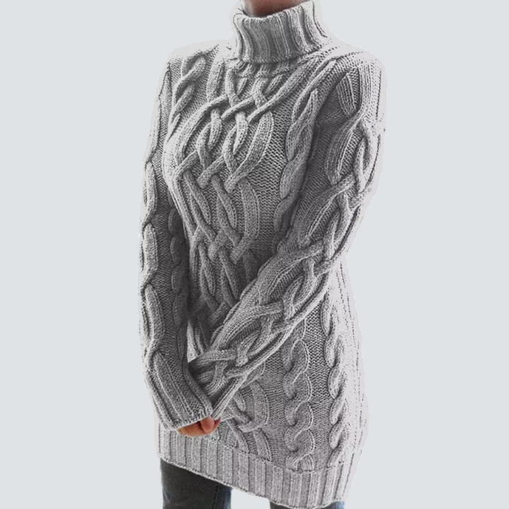Rae – Turtleneck Chunky-Textured Mini Sweater Dress for Women