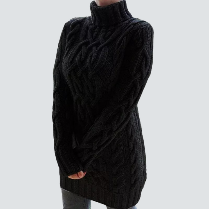 Rae – Turtleneck Chunky-Textured Mini Sweater Dress for Women