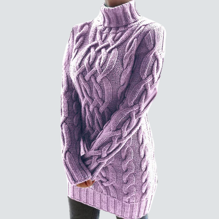 Rae – Turtleneck Chunky-Textured Mini Sweater Dress for Women