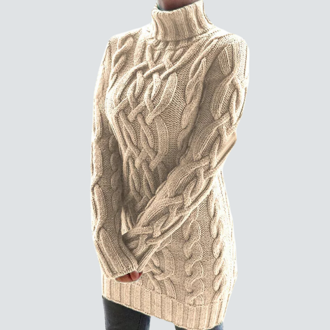 Rae – Turtleneck Chunky-Textured Mini Sweater Dress for Women
