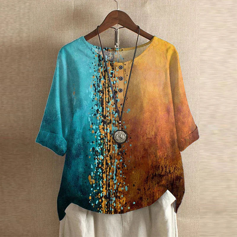 Frances – Elegant Floral Blouse with Vintage Boho Detail