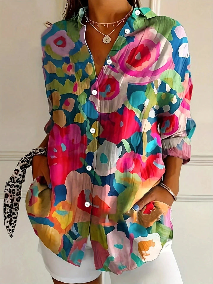 Michelle – Flowy Blouse with Summer Print