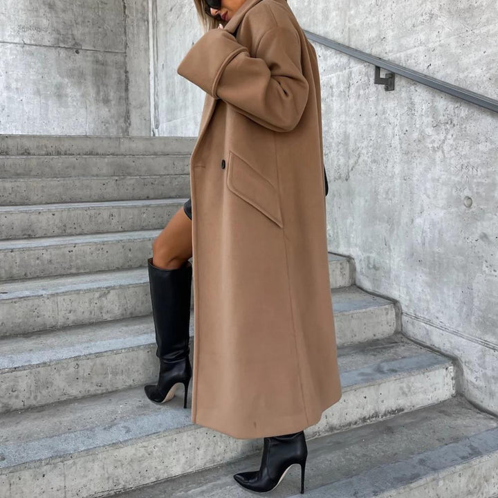 Maia – Oversized Longline Coat with Angled Pockets