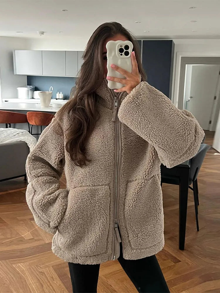 Rory – Funnel-Neck Teddy Jacket for Women