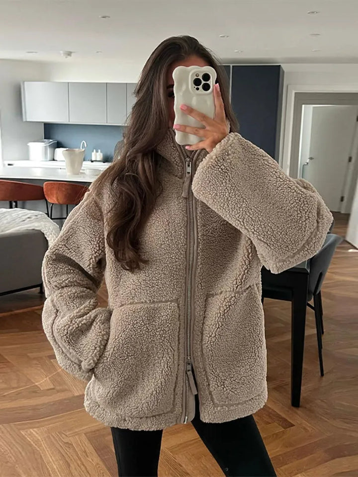 Rory – Funnel-Neck Teddy Jacket for Women