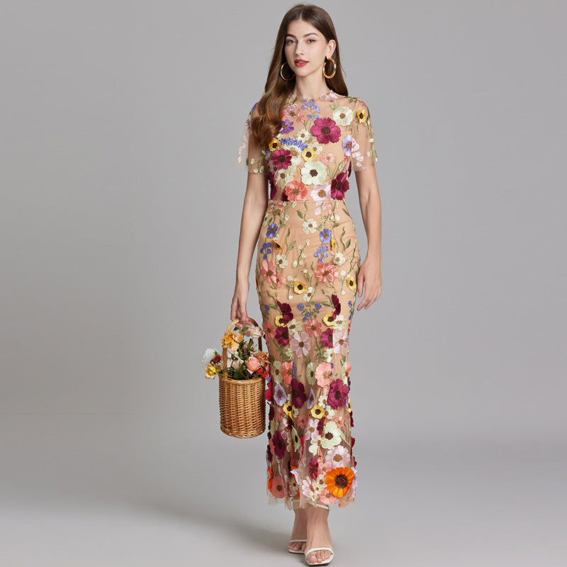 Yvette – Floral Appliqué Mermaid Evening Gown