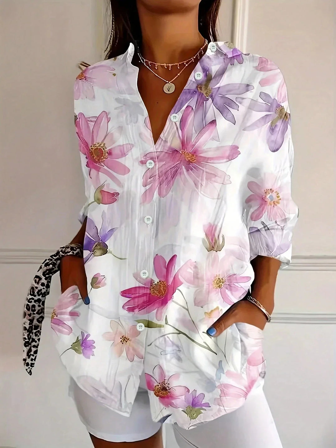 Michelle – Flowy Blouse with Summer Print