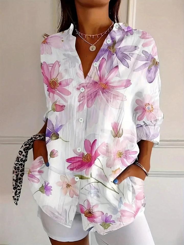 Michelle – Flowy Blouse with Summer Print