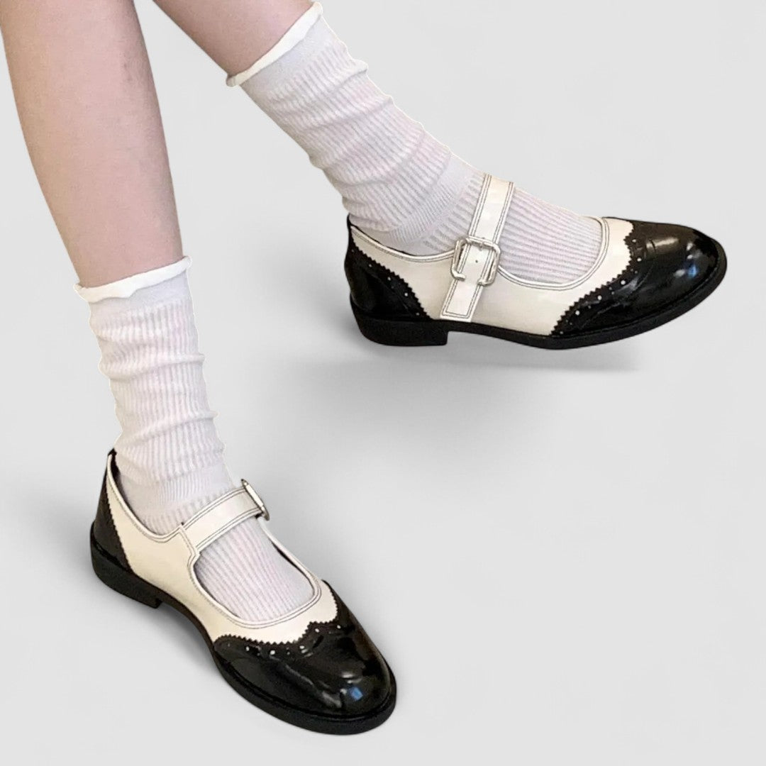 Shannon – Spectator Mary Jane Flats with Buckle
