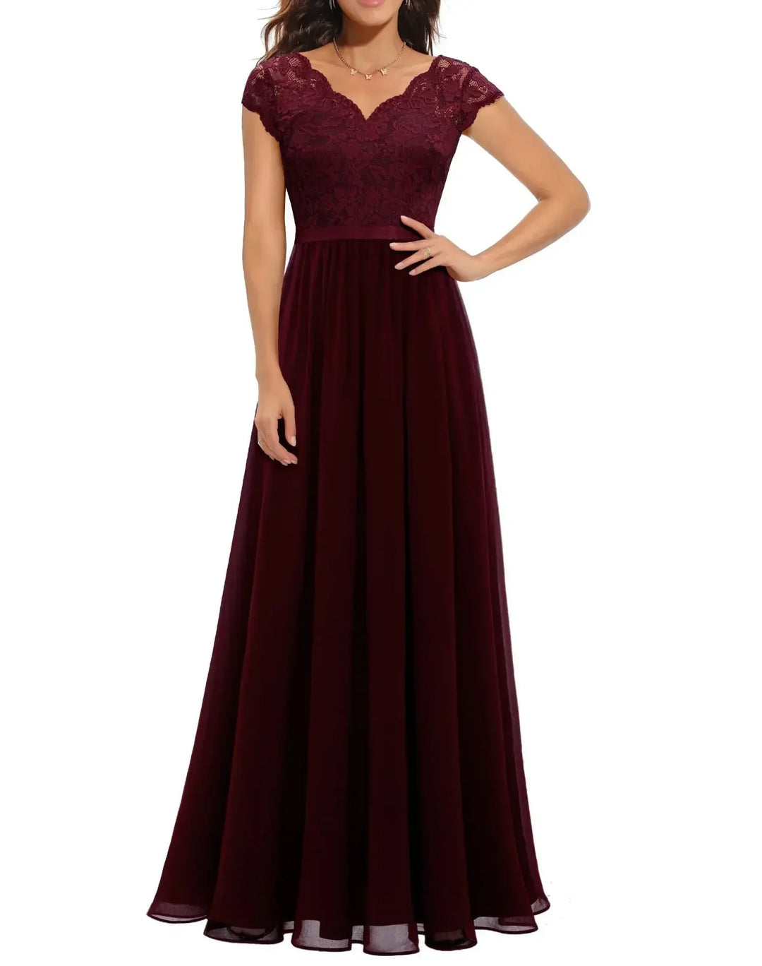 Beatrice | Elegant Lace Bodice Maxi Dress