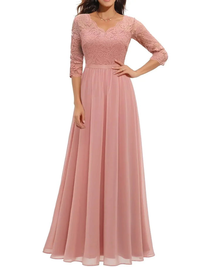 Beatrice | Elegant Lace Bodice Maxi Dress