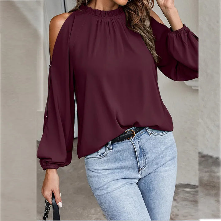 Annalise – Puff Sleeve Blouse with Ruffled Collar