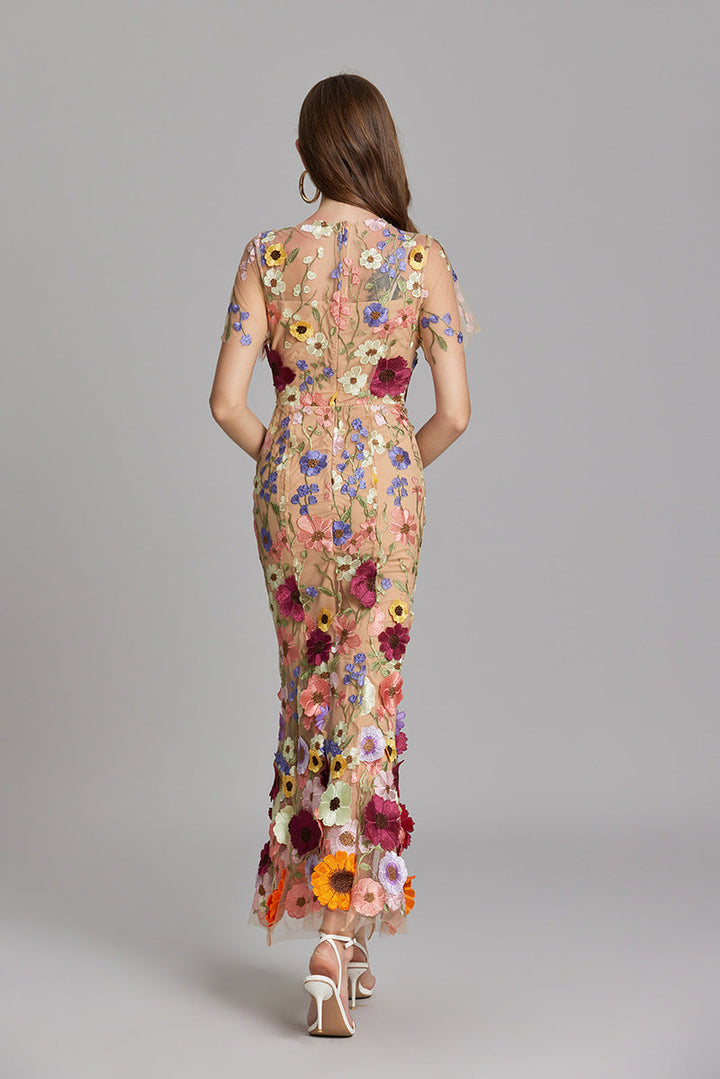 Yvette – Floral Appliqué Mermaid Evening Gown