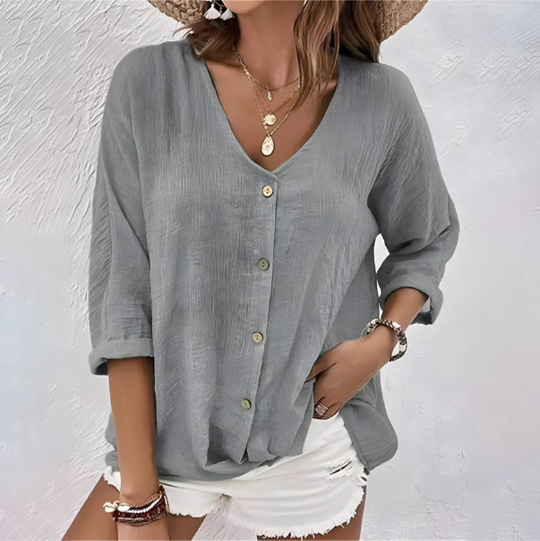 Rebecca – Relaxed Flowy Button-Up Blouse