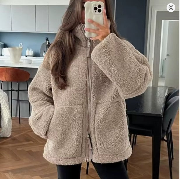 Roselyn – Cropped Teddy Zip Jacket for Women