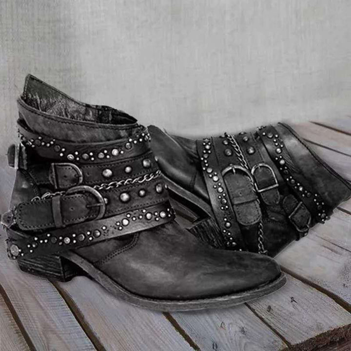 Georgina – Buckle Strap Moto Ankle Boots for Women