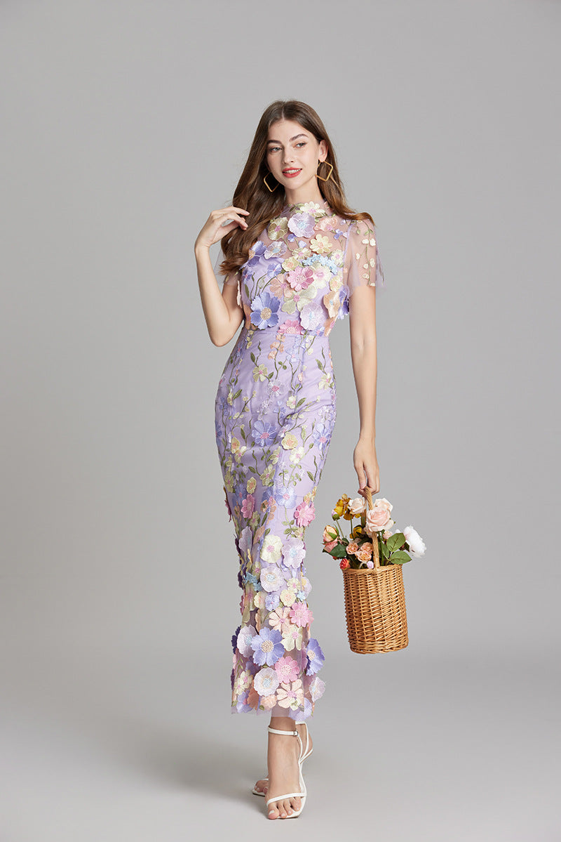 Yvette – Floral Appliqué Mermaid Evening Gown