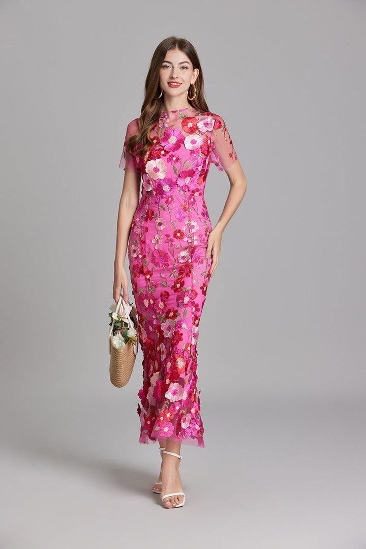 Yvette – Floral Appliqué Mermaid Evening Gown