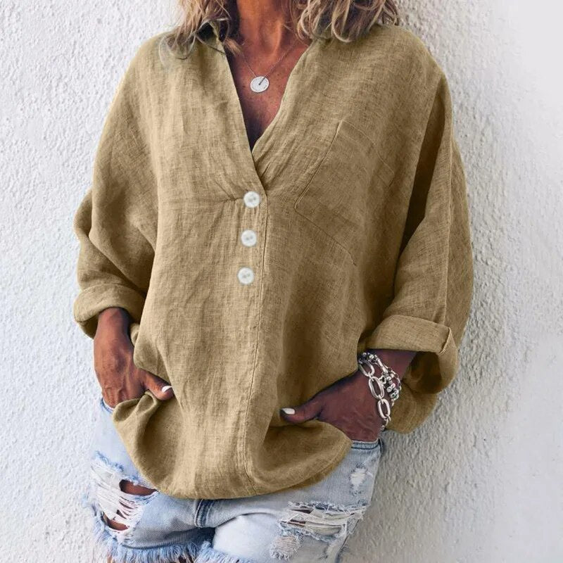 Anastasia – Button-Down Blouse with Relaxed Long Sleeves