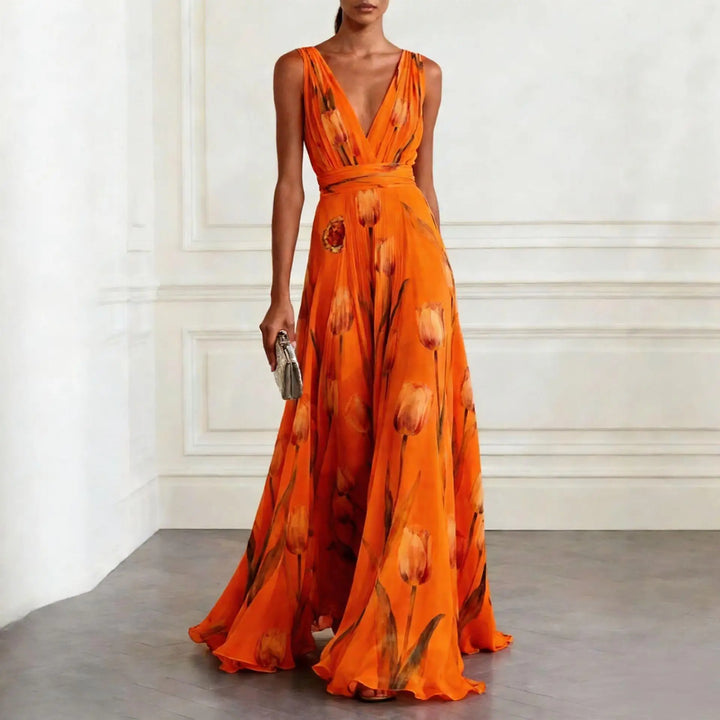Quinn – Elegant V Neck Maxi Dress for Wedding Guests