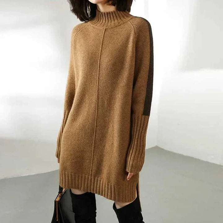 Prudence – Oversized Ribbed Turtleneck Sweater Dress for Women