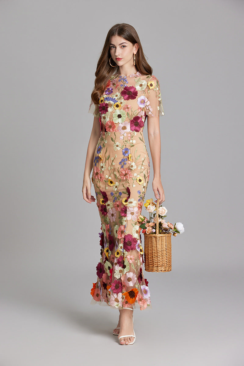 Yvette – Floral Appliqué Mermaid Evening Gown