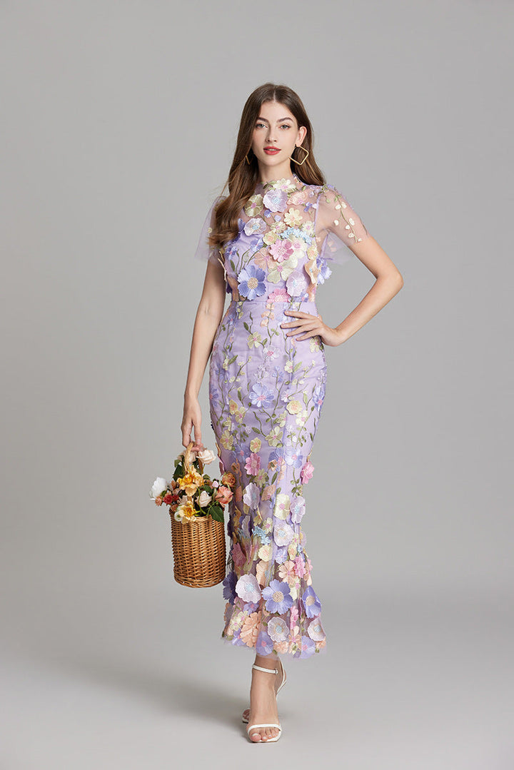 Yvette – Floral Appliqué Mermaid Evening Gown