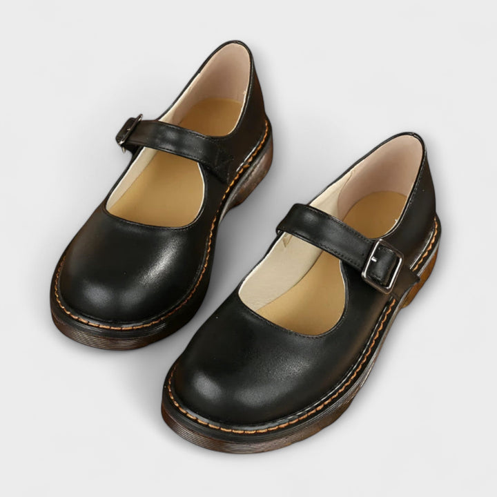 Rita – Chunky Mary Jane Flats with Buckle Strap