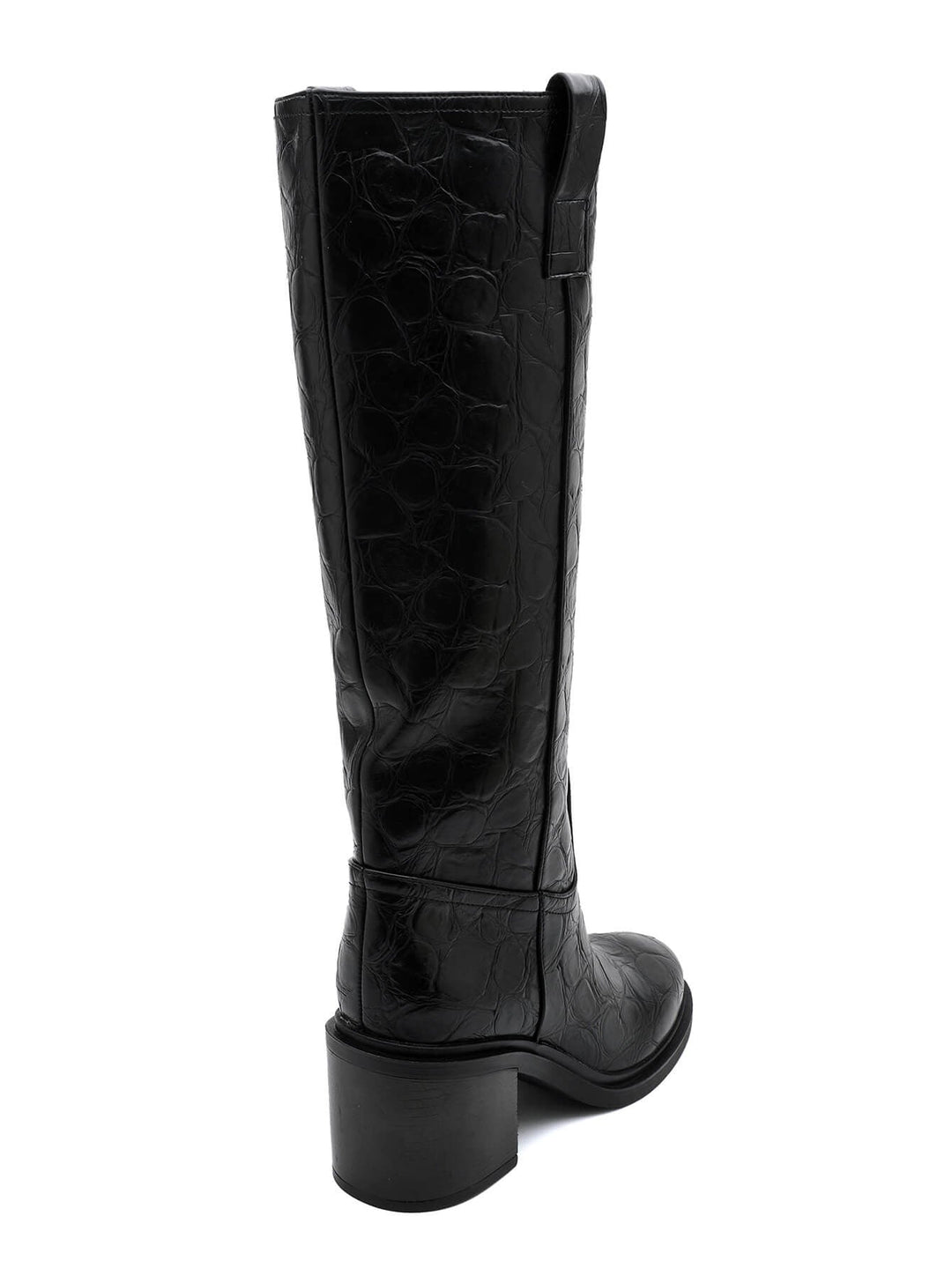 Genevra – Croc-Embossed Block Heel Knee-High Boots for Women