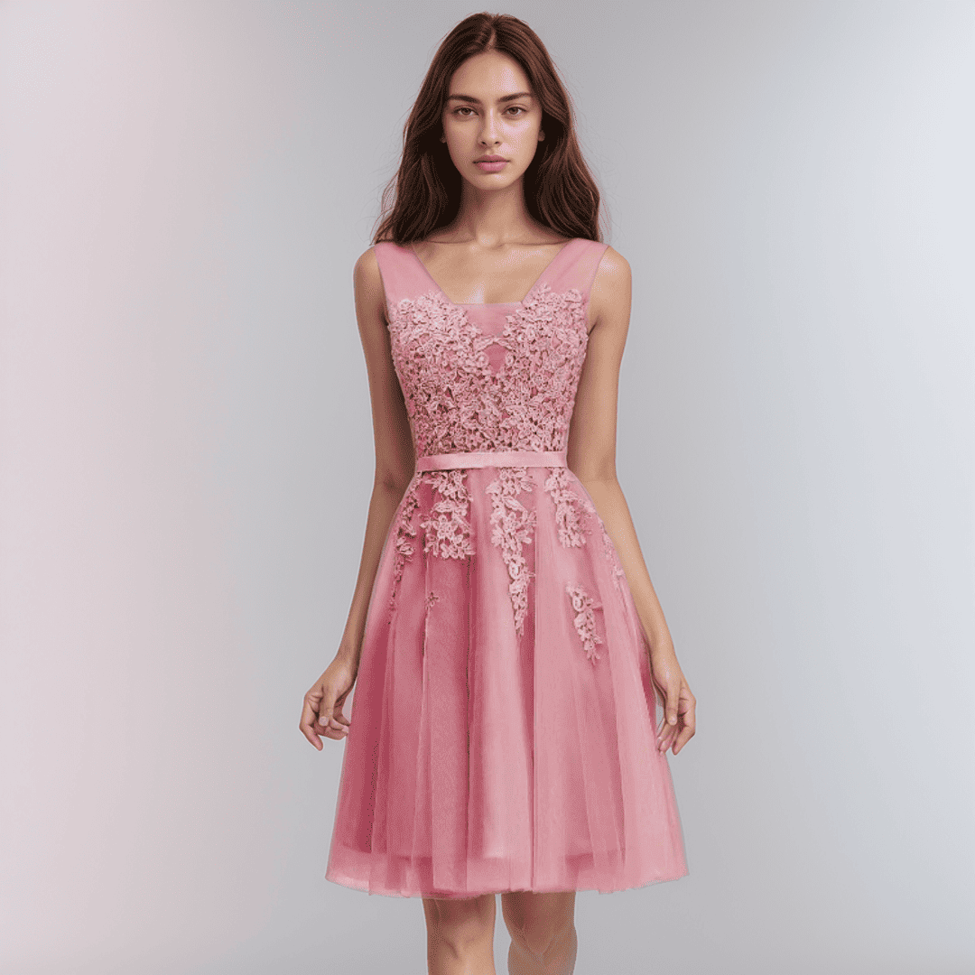 Blake – Floral Appliqué A-Line Dress for Wedding Guest & Homecoming