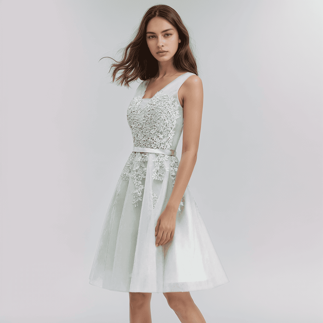 Blake – Floral Appliqué A-Line Dress for Wedding Guest & Homecoming
