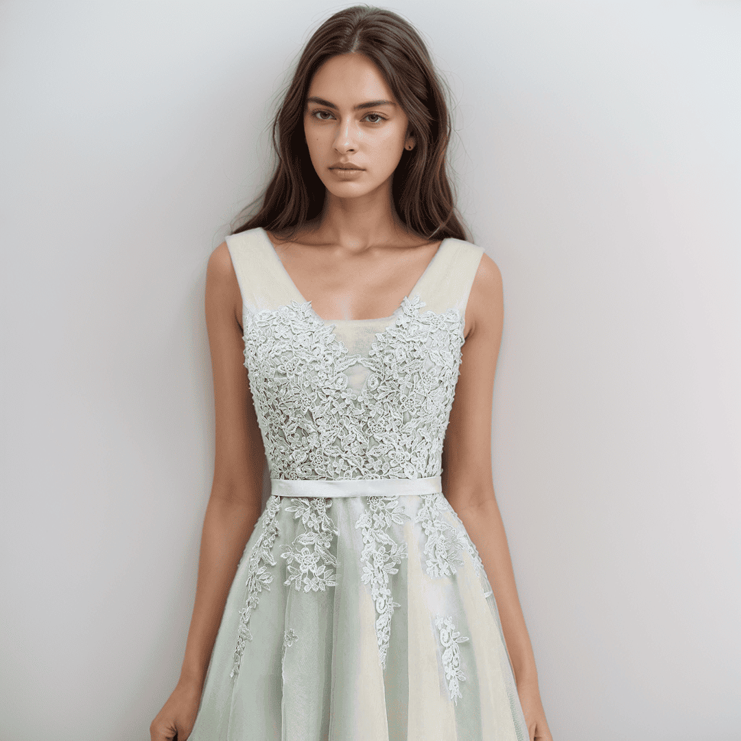 Blake – Floral Appliqué A-Line Dress for Wedding Guest & Homecoming