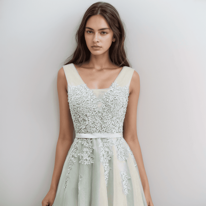 Blake – Floral Appliqué A-Line Dress for Wedding Guest & Homecoming