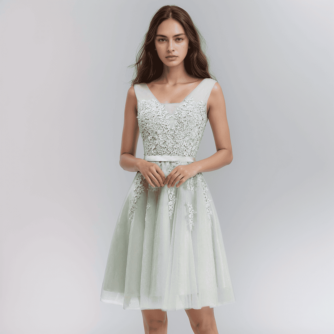 Blake – Floral Appliqué A-Line Dress for Wedding Guest & Homecoming
