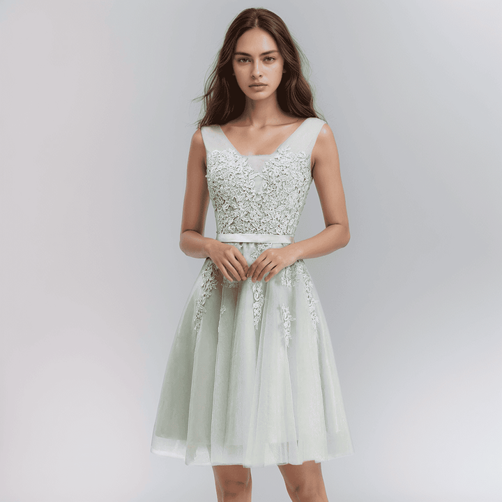 Blake – Floral Appliqué A-Line Dress for Wedding Guest & Homecoming