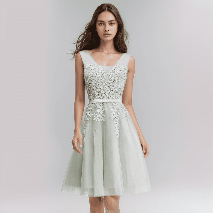 Blake – Floral Appliqué A-Line Dress for Wedding Guest & Homecoming