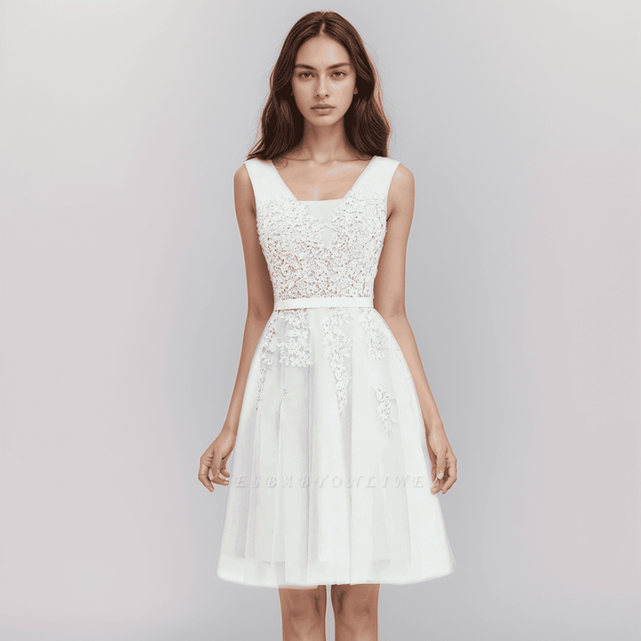 Blake – Floral Appliqué A-Line Dress for Wedding Guest & Homecoming