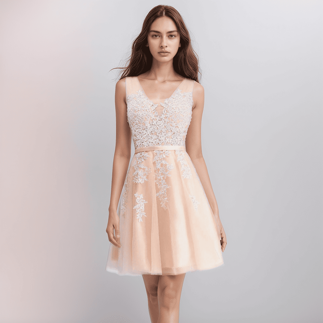 Blake – Floral Appliqué A-Line Dress for Wedding Guest & Homecoming