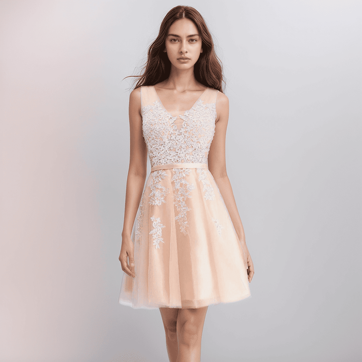 Blake – Floral Appliqué A-Line Dress for Wedding Guest & Homecoming
