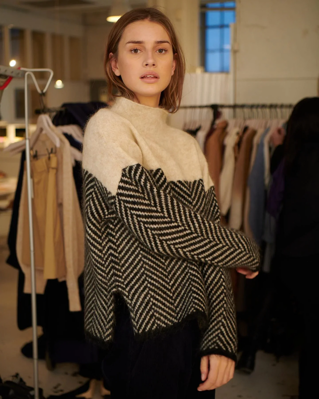 Dakota – Oversized Chevron Turtleneck Sweater