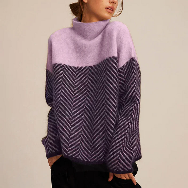 Dakota – Oversized Chevron Turtleneck Sweater